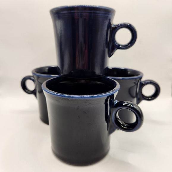 Homer Laughlin Fiestaware Ring Handle Mugs, Cobalt Blue, Set of 4 - Picture 1 of 7